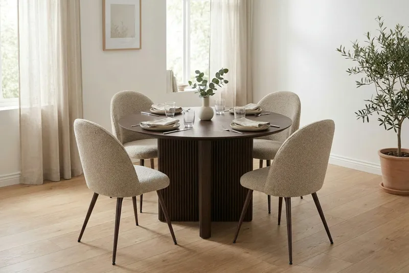 Edda Rundt Spisebord 110 cm Finér - Røget eg - Møbler - Borde - Spisebord og køkkenbord