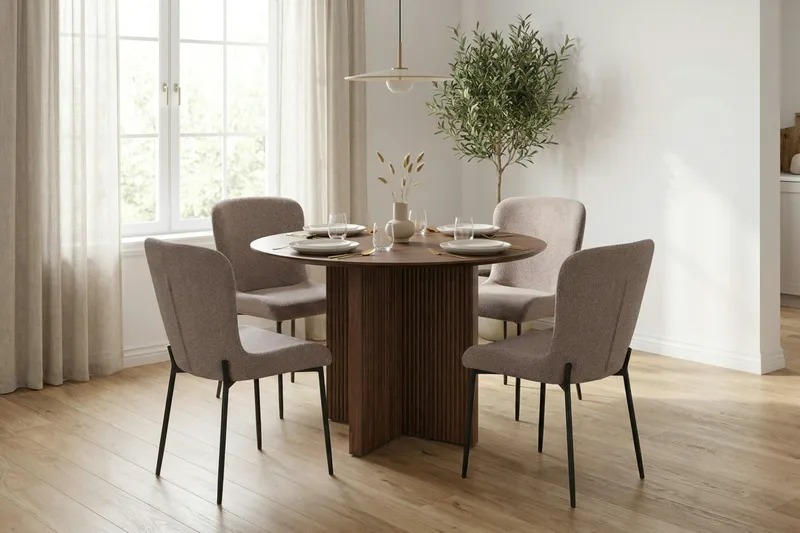 Edda Rundt Spisebord 110 cm Finér - Valnød - Møbler - Borde - Spisebord og køkkenbord