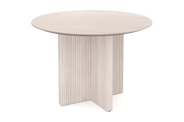 Edda Rundt Spisebord 110 cm i Træ med Hvidlaseret Eg-udseende - Hvidbejdset eg - Møbler - Borde - Spisebord og køkkenbord