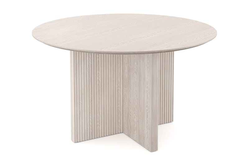 Edda Rundt Spisebord 130 cm Finér - Hvidbejdset eg - Møbler - Borde - Spisebord og køkkenbord