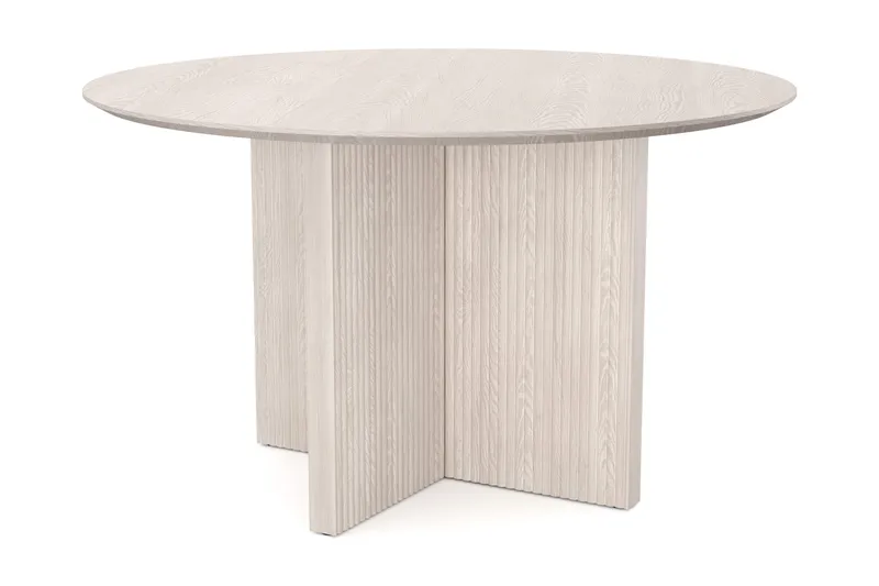 Edda Rundt Spisebord 130 cm Finér, Hvidbejdset eg