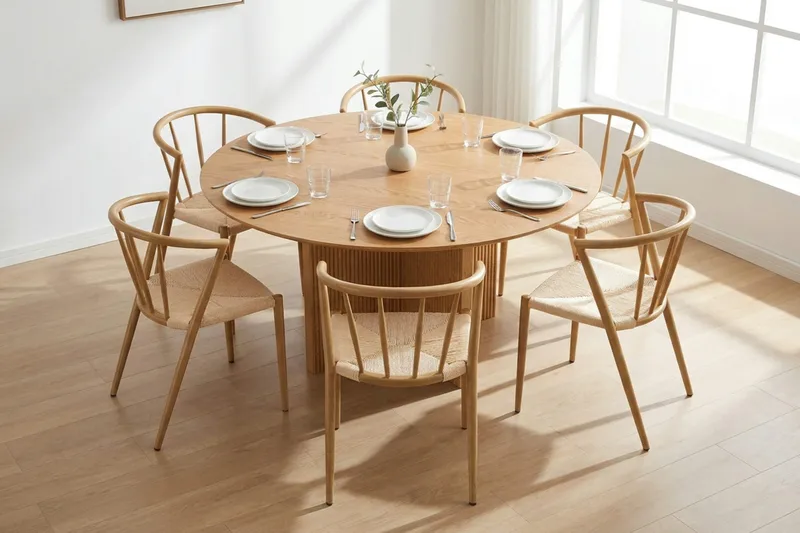 Edda Rundt Spisebord 150 cm Finér - Eg - Møbler - Borde - Spisebord og køkkenbord