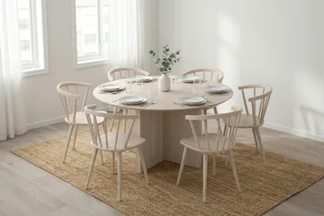 Edda Rundt Spisebord 150 cm Finér - Hvidbejdset eg - Møbler - Borde - Spisebord og køkkenbord