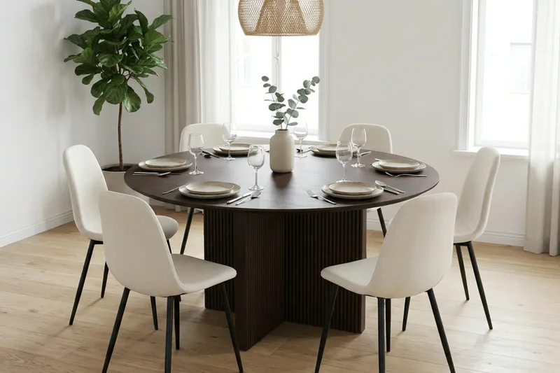 Edda Rundt Spisebord 150 cm Finér - Røget eg - Møbler - Borde - Spisebord og køkkenbord