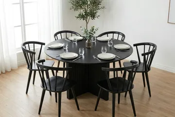 Edda Rundt Spisebord 150 cm Finér - Sortbejdset eg - Møbler - Borde - Spisebord og køkkenbord