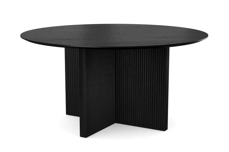Edda Rundt Spisebord 150 cm Finér, Sortbejdset eg