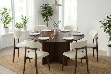 Edda Rundt Spisebord 150 cm Finér - Valnød - Møbler - Borde - Spisebord og køkkenbord