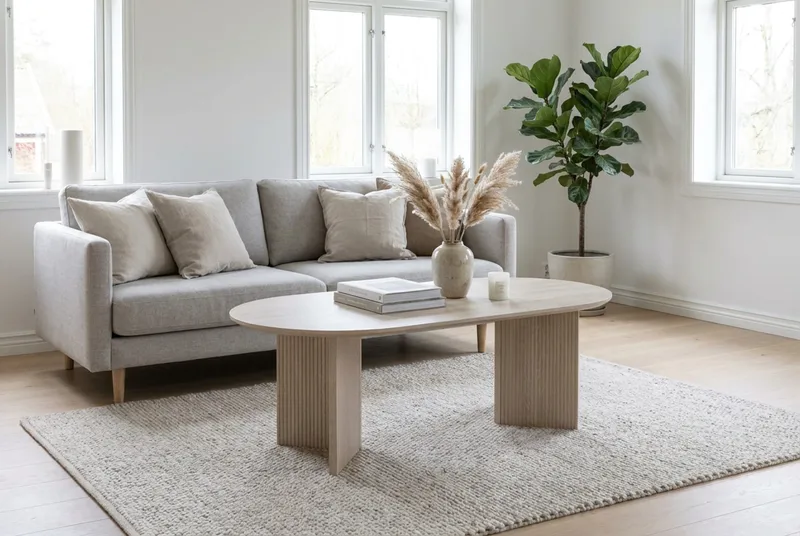 Edda sofabord ovalt 120 cm - Hvidlaseret - Møbler - Borde - Sofabord