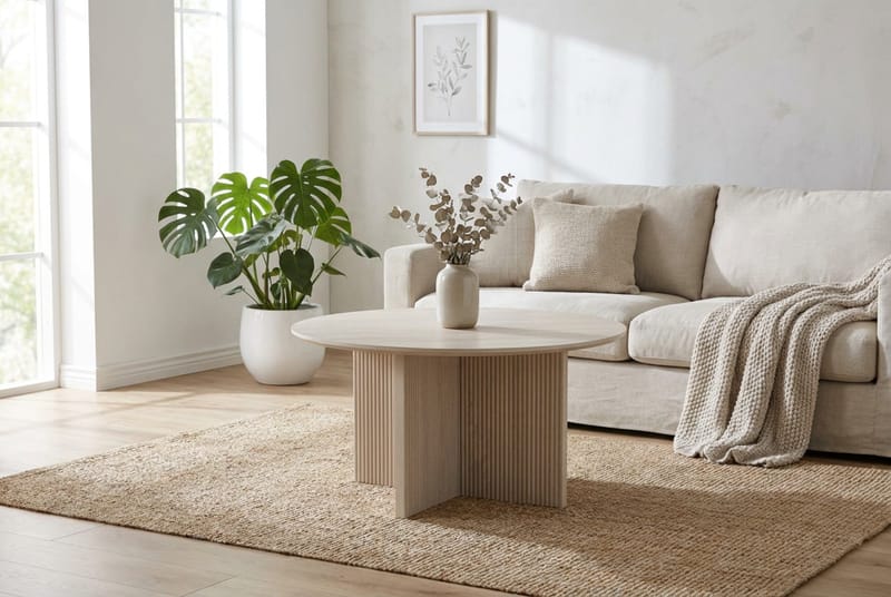 Edda sofabord rundt 85 cm - Hvidlaseret - Møbler - Borde - Sofabord