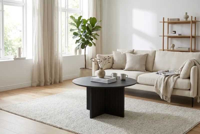 Edda sofabord rundt 85 cm - Sort - Møbler - Borde - Sofabord