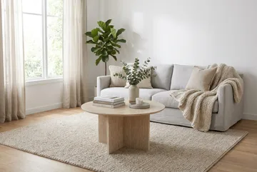 Edda sofabord rundt 85 cm - Travertin - Møbler - Borde - Sofabord