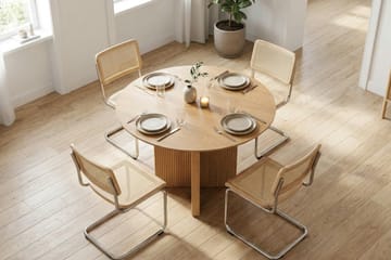 Edda spisegruppe rund 110 cm eg med 4 Build spisebordsstole - Eg - Møbler - Borde - Spisebordssæt