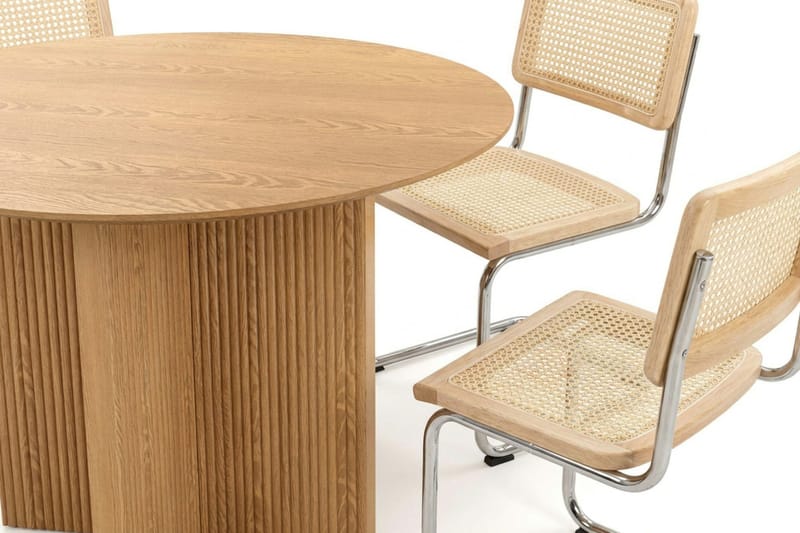 Edda spisegruppe rund 110 cm eg med 4 Build spisestole - Eg - Møbler - Borde - Spisebordssæt