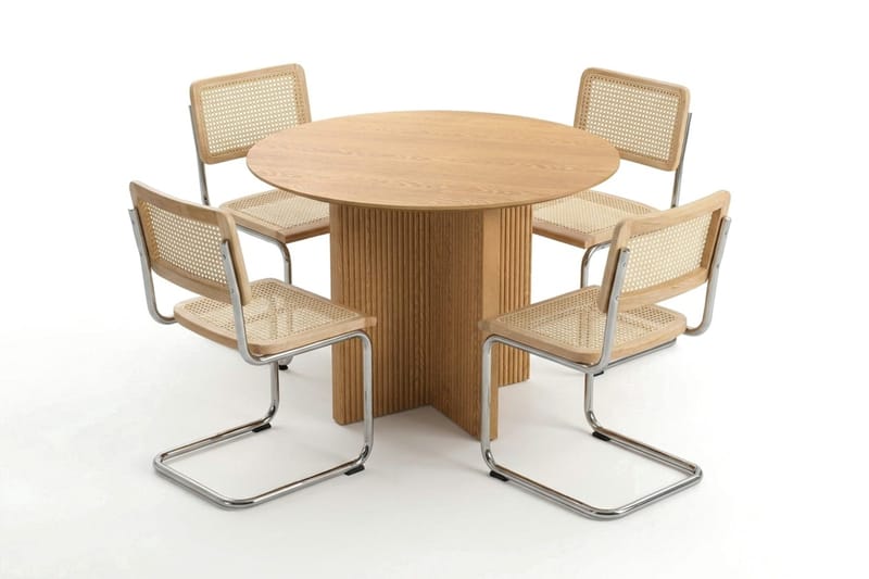 Edda spisegruppe rund 110 cm eg med 4 Build spisestole - Eg - Møbler - Borde - Spisebordssæt