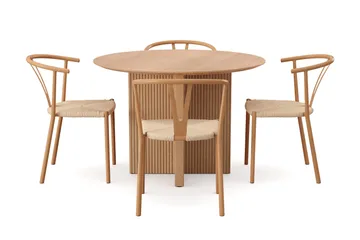 Edda spisegruppe rund 110 cm eg med 4 Elysia-spisestole - Eg - Møbler - Borde - Spisebordssæt