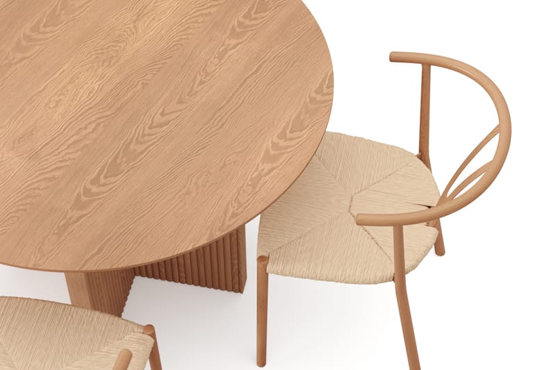 Edda spisegruppe rund 110 cm eg med 4 Elysia-spisestole - Eg - Møbler - Borde - Spisebordssæt