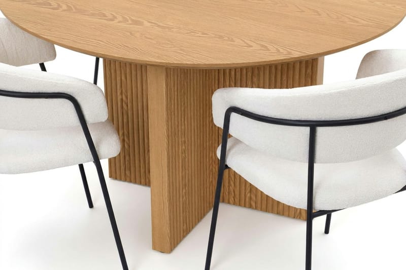 Edda spisegruppe rund 110 cm eg med 4 Karol spisestole - Eg - Møbler - Borde - Spisebordssæt