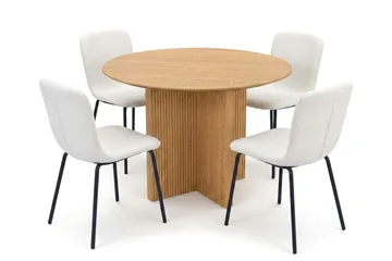 Edda spisegruppe rund 110 cm Eg med 4 Katy spisestole - Eg - Møbler - Borde - Spisebordssæt