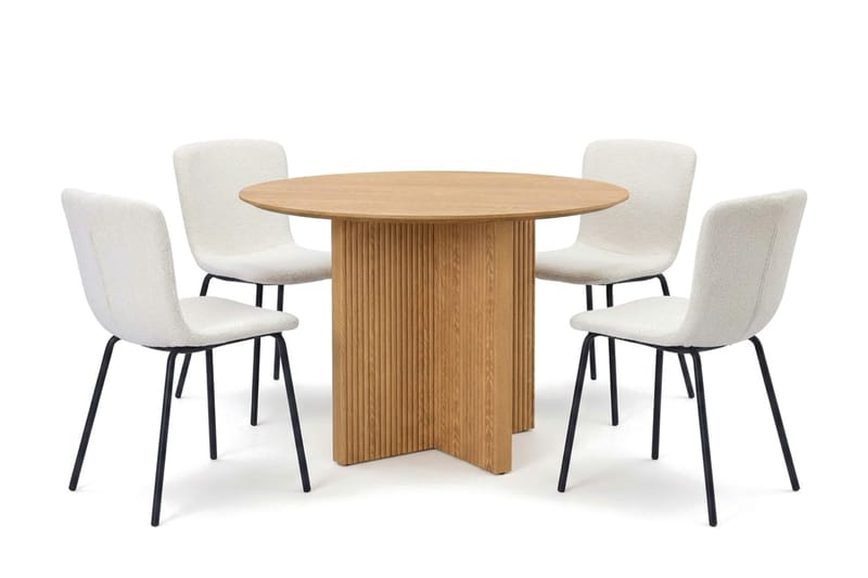 Edda spisegruppe rund 110 cm Eg med 4 Katy spisestole, Eg