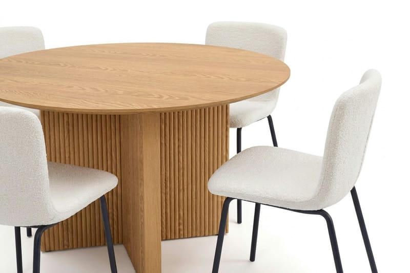 Edda spisegruppe rund 110 cm Eg med 4 Katy spisestole - Eg - Møbler - Borde - Spisebordssæt