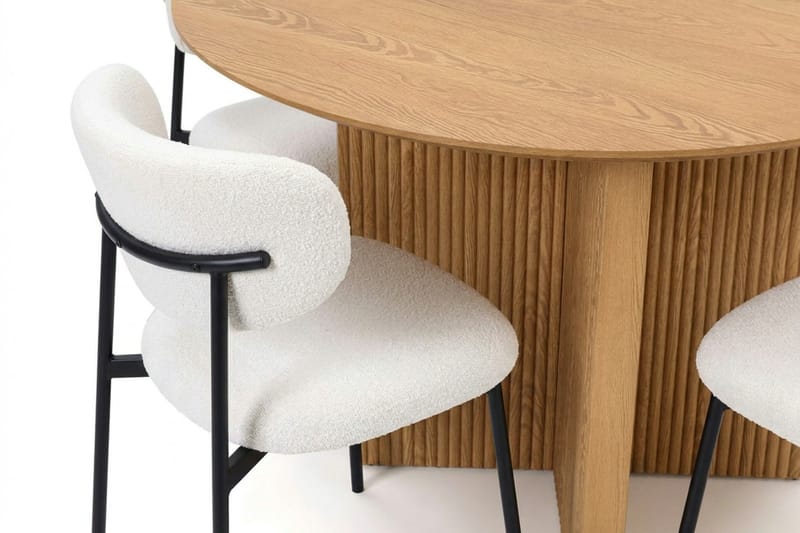 Edda spisegruppe rund 110 cm eg med 4 Lucy spisestole - Eg - Møbler - Borde - Spisebordssæt