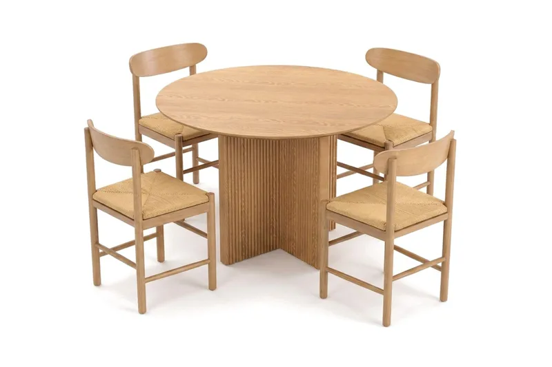 Edda spisegruppe rund 110 cm eg med 4 Malte spisestole, undefined