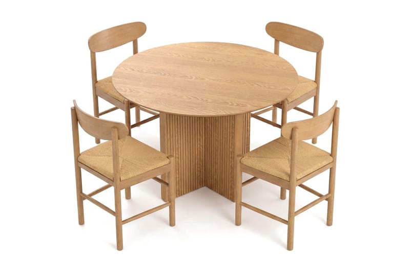 Edda spisegruppe rund 110 cm eg med 4 Malte spisestole - Møbler - Borde - Spisebordssæt