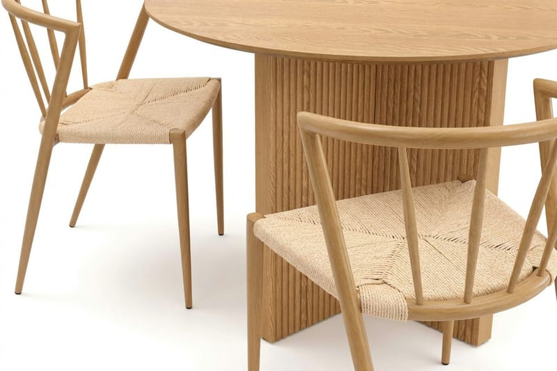 Edda spisegruppe rund 110 cm Eg med 4 Winston spisestole - Eg - Møbler - Borde - Spisebordssæt