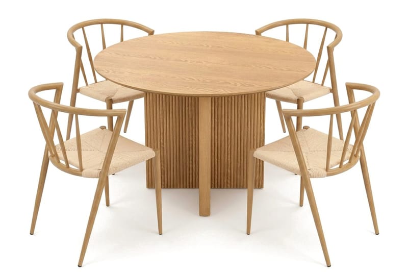 Edda spisegruppe rund 110 cm Eg med 4 Winston spisestole, Eg
