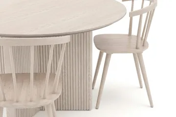 Edda spisegruppe rund 110 cm Hvidlaseret med 4 Tyrö spisestole - Hvidbejdset eg - Møbler - Borde - Spisebordssæt