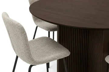 Edda spisegruppe rund 110 cm Røget eg med 4 Katy spisestole - Røget eg - Møbler - Borde - Spisebordssæt