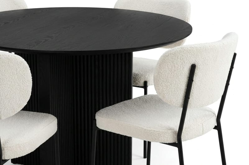 Edda spisegruppe rund 110 cm Sort med 4 Gemmiano spisestole - Sort - Møbler - Borde - Spisebordssæt