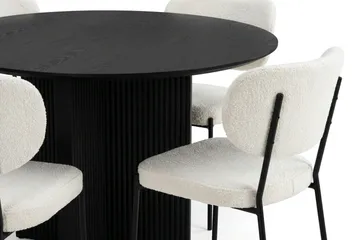 Edda spisegruppe rund 110 cm Sort med 4 Gemmiano spisestole - Sortbejdset eg - Møbler - Borde - Spisebordssæt