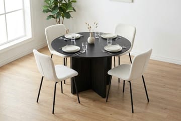 Edda spisegruppe rund 110 cm sort med 4 Katy spisebordsstole - Sortbejdset eg - Møbler - Borde - Spisebordssæt