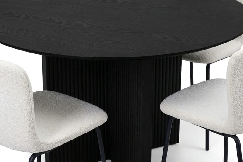 Edda spisegruppe rund 110 cm sort med 4 Katy spisestole - Sort - Møbler - Borde - Spisebordssæt