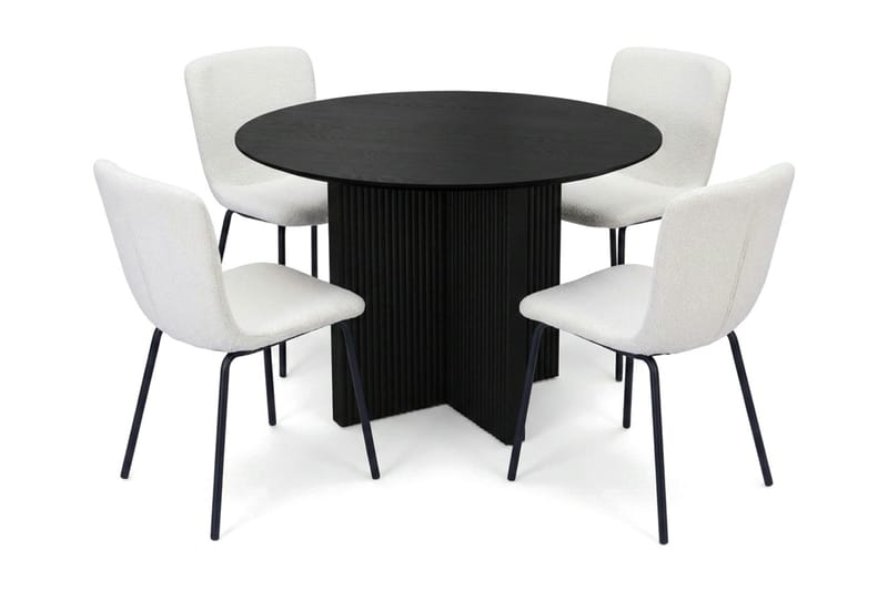 Edda spisegruppe rund 110 cm sort med 4 Katy spisestole - Sort - Møbler - Borde - Spisebordssæt