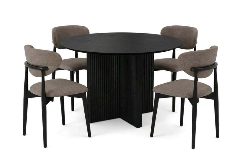 Edda spisegruppe rund 110 cm sort med 4 Molly spisebordsstole - Sort - Møbler - Borde - Spisebordssæt