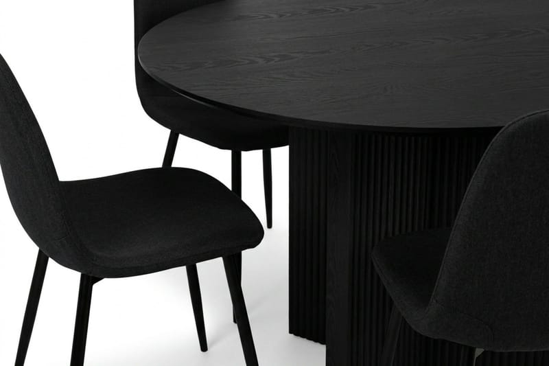 Edda spisegruppe rund 110 cm sort med 4 Nibe spisestole - Sort - Møbler - Borde - Spisebordssæt