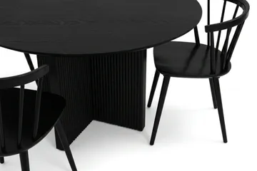 Edda spisegruppe rund 110 cm Sort med 4 Tyrö spisestole - Sortbejdset eg - Møbler - Borde - Spisebordssæt