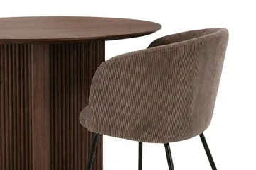 Edda spisegruppe rund 110 cm Valnød med 4 Berit spisestole - Valnød - Møbler - Borde - Spisebordssæt