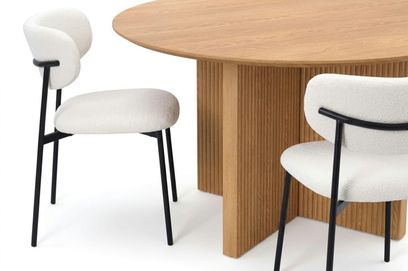 Edda spisegruppe rund 130 cm Eg med 6 Lucy spisestole - Eg - Møbler - Borde - Spisebordssæt