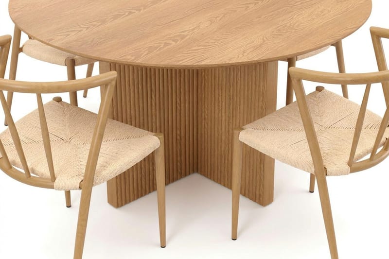 Edda spisegruppe rund 130 cm Eg med 6 Winston spisestole - Eg - Møbler - Borde - Spisebordssæt