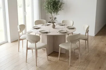 Edda spisegruppe rund 130 cm hvidlaseret med 6 Molly spisebordsstole - Hvidbejdset eg - Møbler - Borde - Spisebordssæt