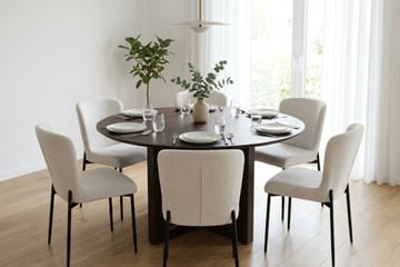 Edda spisegruppe rund 130 cm røget eg med 6 Elsie spisebordsstole - Røget eg - Møbler - Borde - Spisebordssæt