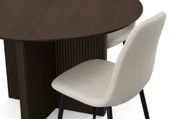 Edda spisegruppe rund 130 cm røget eg med 6 Nibe spisestole - Røget eg - Møbler - Borde - Spisebordssæt
