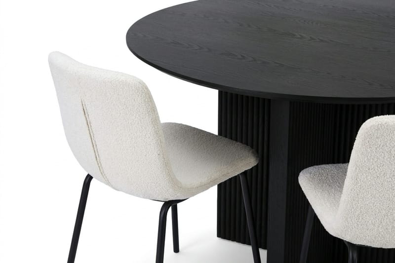 Edda spisegruppe rund 130 cm Sort med 6 Katy spisestole - Sort - Møbler - Borde - Spisebordssæt