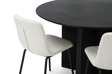 Edda spisegruppe rund 130 cm Sort med 6 Katy spisestole - Sortbejdset eg - Møbler - Borde - Spisebordssæt