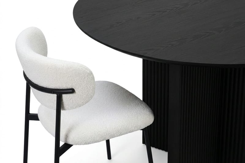 Edda spisegruppe rund 130 cm Sort med 6 Lucy spisestole - Sort - Møbler - Borde - Spisebordssæt