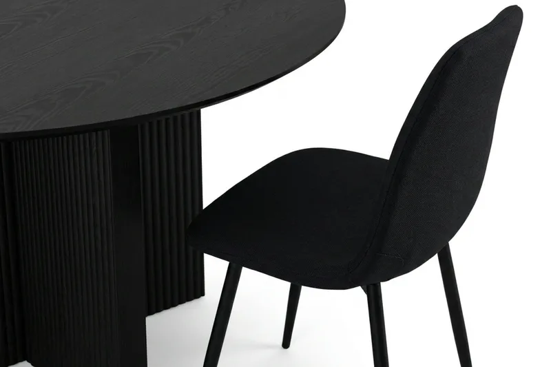 Edda spisegruppe rund 130 cm Sort med 6 Nibe spisestole - Sort - Møbler - Borde - Spisebordssæt