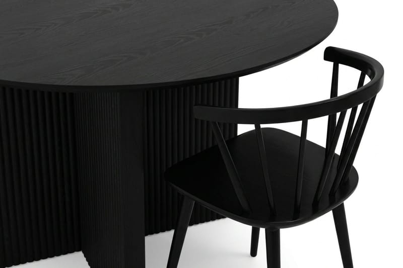 Edda spisegruppe rund 130 cm sort med 6 Tyrö spisestole - Sort - Møbler - Borde - Spisebordssæt